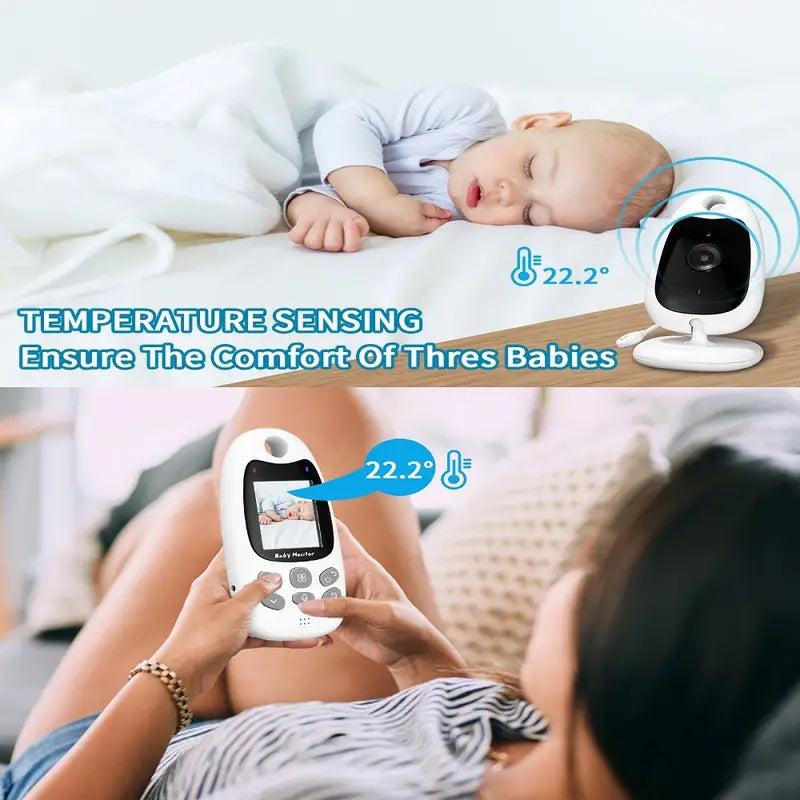 Belro wireless baby monitor showing night vision display and two-way communication feature in a modern electronic device.