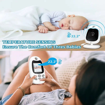Belro wireless baby monitor showing night vision display and two-way communication feature in a modern electronic device.