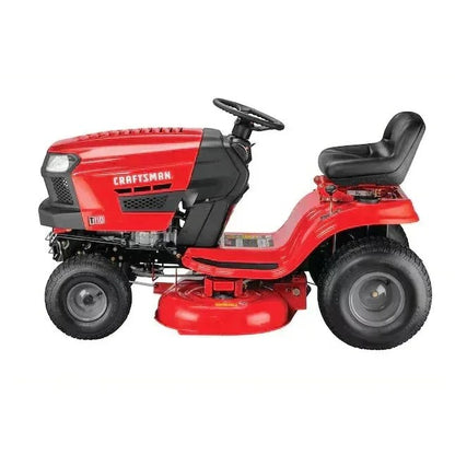 Casavibeo Craftsman T110 42-inch gas riding lawn mower with Briggs & Stratton engine and 7-speed manual transmission, displayed outdoors.