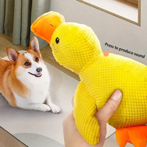 Belro Calming Duck dog toy designed for heavy chewers, featuring soft plush and durable construction for canine play and comfort.