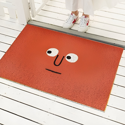 Cheeky smiley face print doormat with non-slip PVC backing, quick-drying, 40x60cm, perfect for home entryways.