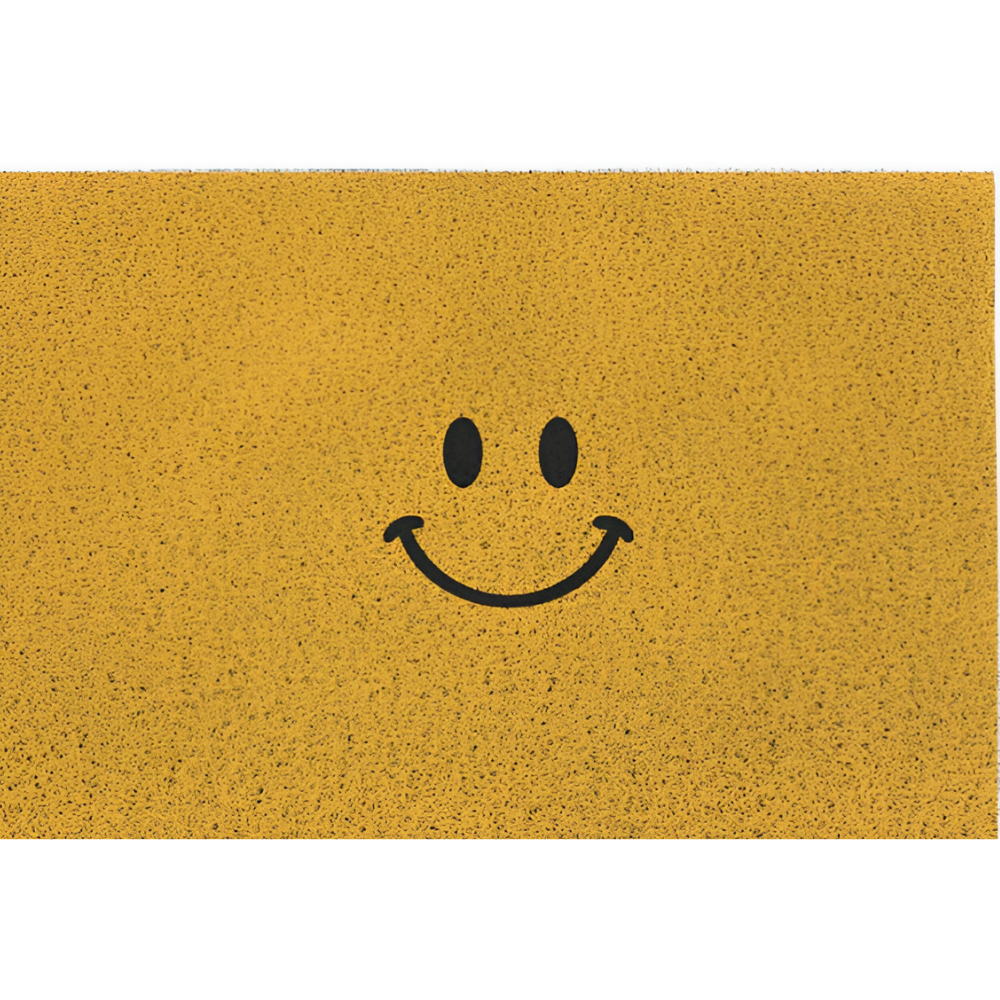 Cheeky smiley print doormat by Mivoza with non-slip PVC backing, quick-drying, measuring 40x60cm, ideal for home entryways.