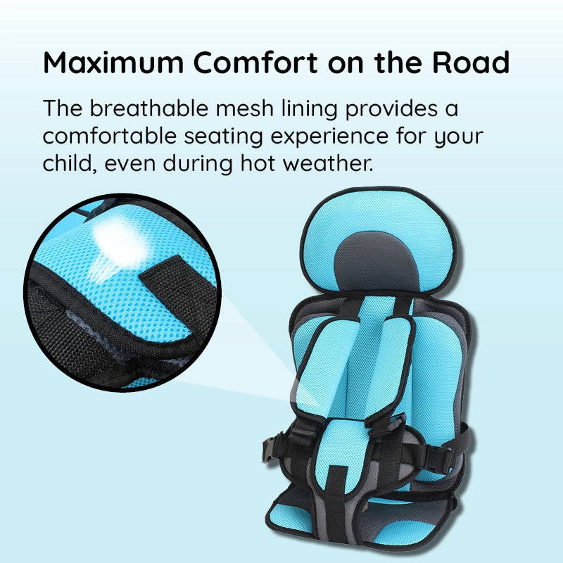 Belro child protection car cushion seat with breathable fabric, designed for safety and comfort in sports and outdoor vehicle use.