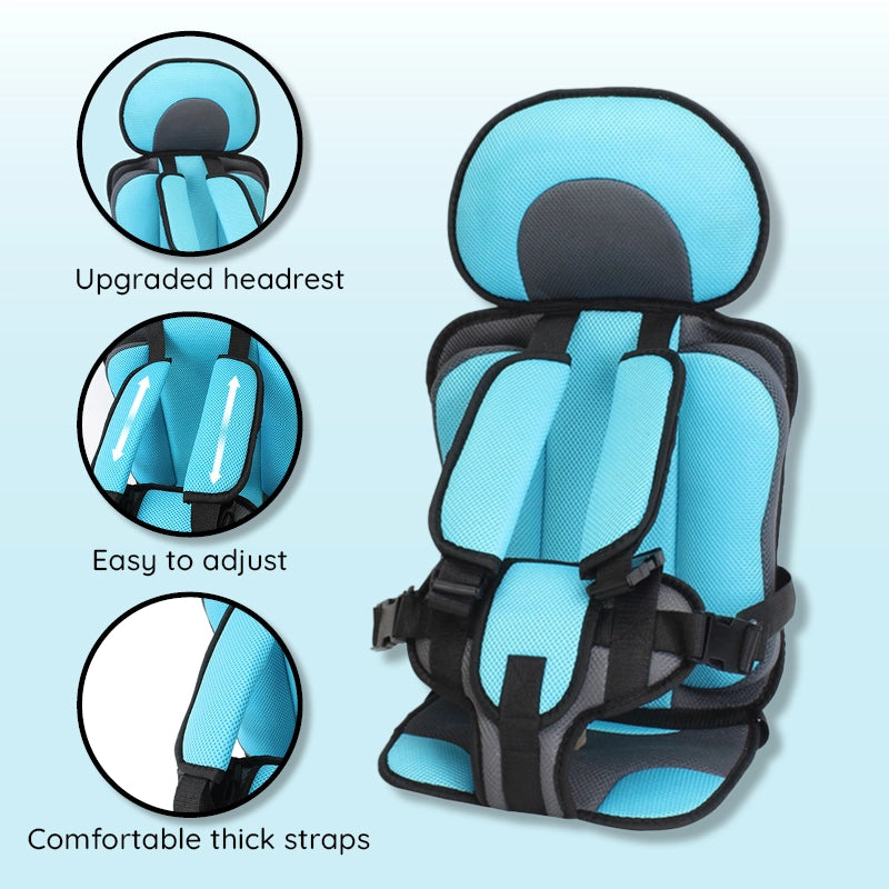Close-up of the Belro child protection car cushion seat showing detailed safety padding and ergonomic design for kids.