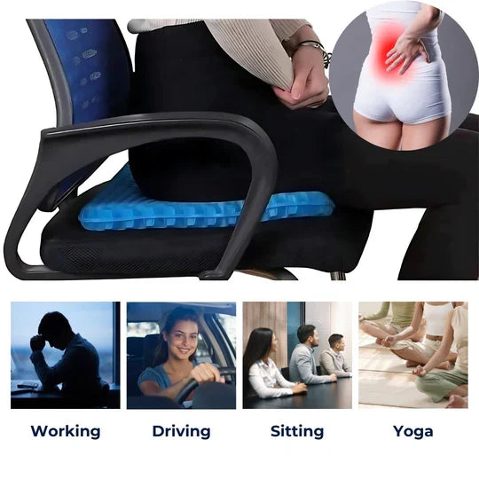 Belro orthopedic gel seat cushion for pressure relief, tailbone pain, lower back support, ideal for office chairs, cars, and wheelchairs.