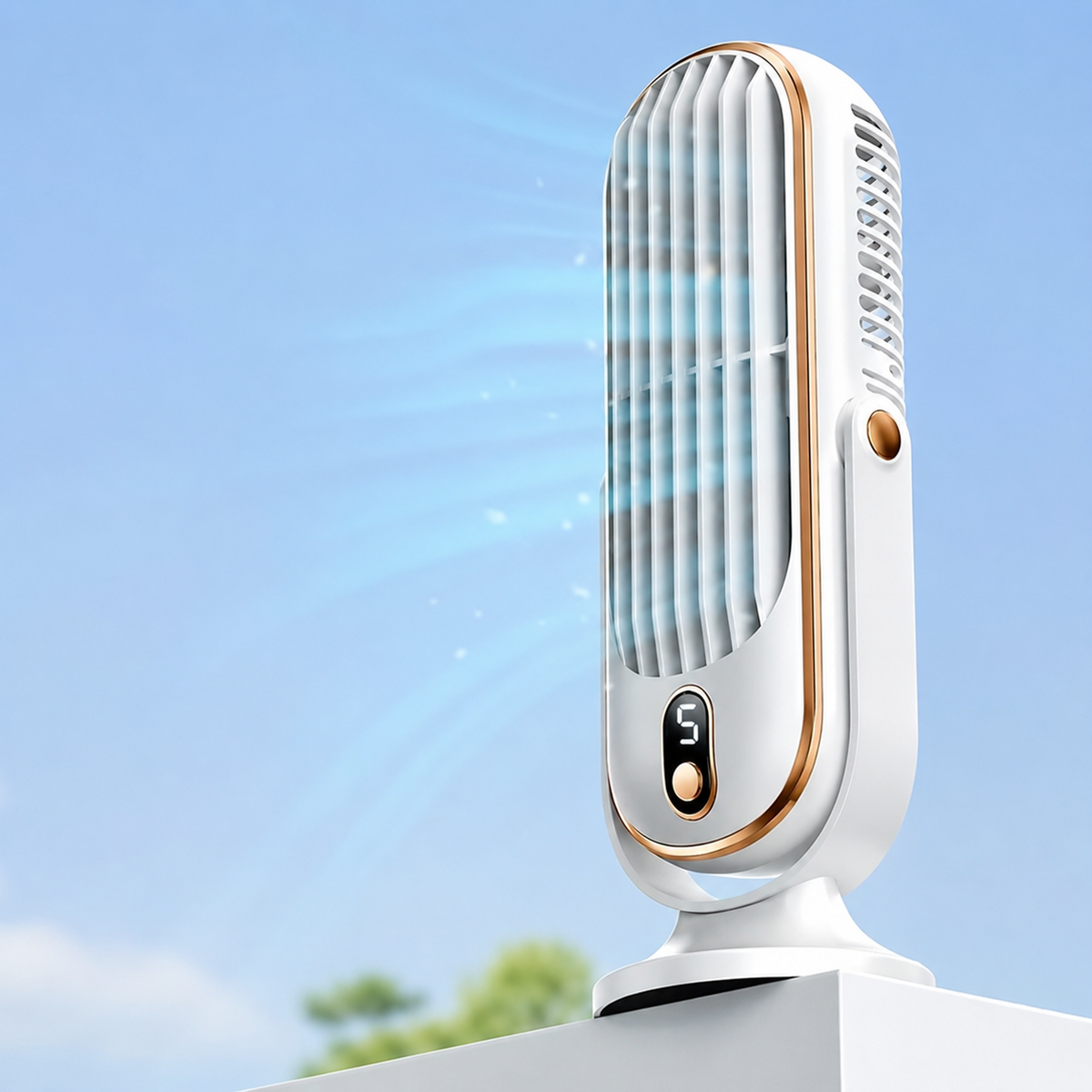 DecorsDeluxe battery-operated desktop fan, USB portable cooler fan for home and office cooling.