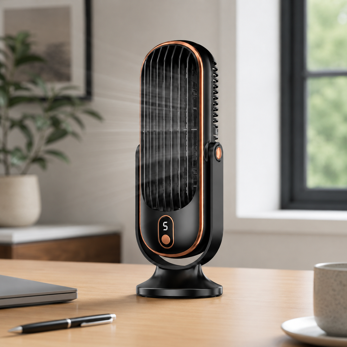 DecorsDeluxe battery-operated USB desktop fan for portable cooling at home or office, compact and lightweight design