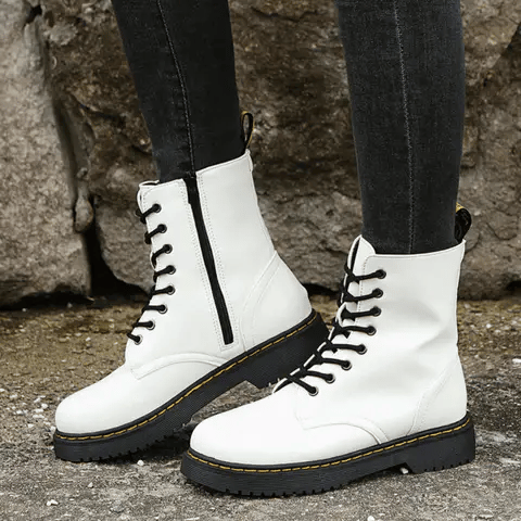 Belro comfortable lace-up boots with zipper, stylish footwear for casual wear, shown in a close-up image.