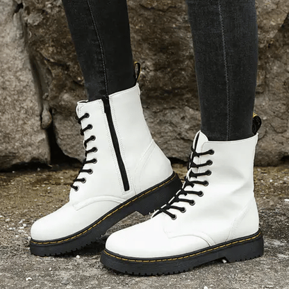 Belro comfortable lace-up boots with zipper, stylish footwear for casual wear, shown in a close-up image.