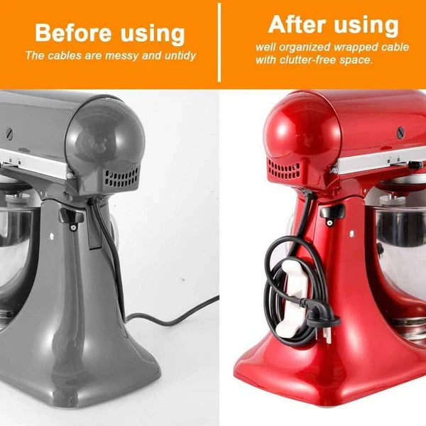 Belro cord organizer for kitchen appliances, black silicone strap with adjustable hooks, keeps appliance cords tidy and organized.