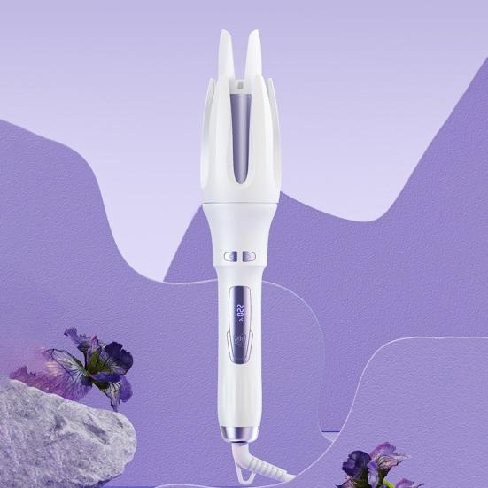 Belro automatic curler for beautiful, quick curls; black and silver hair styling tool with digital controls.