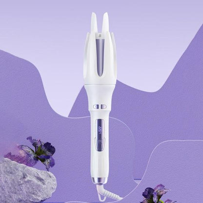 Belro automatic curler for beautiful, quick curls; black and silver hair styling tool with digital controls.