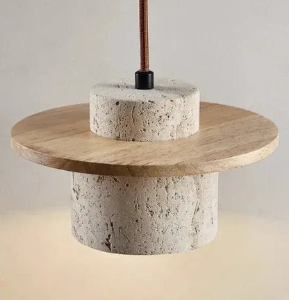 Belro pendant light with natural wood finish and modern design, hanging fixture with sleek, elegant appearance.