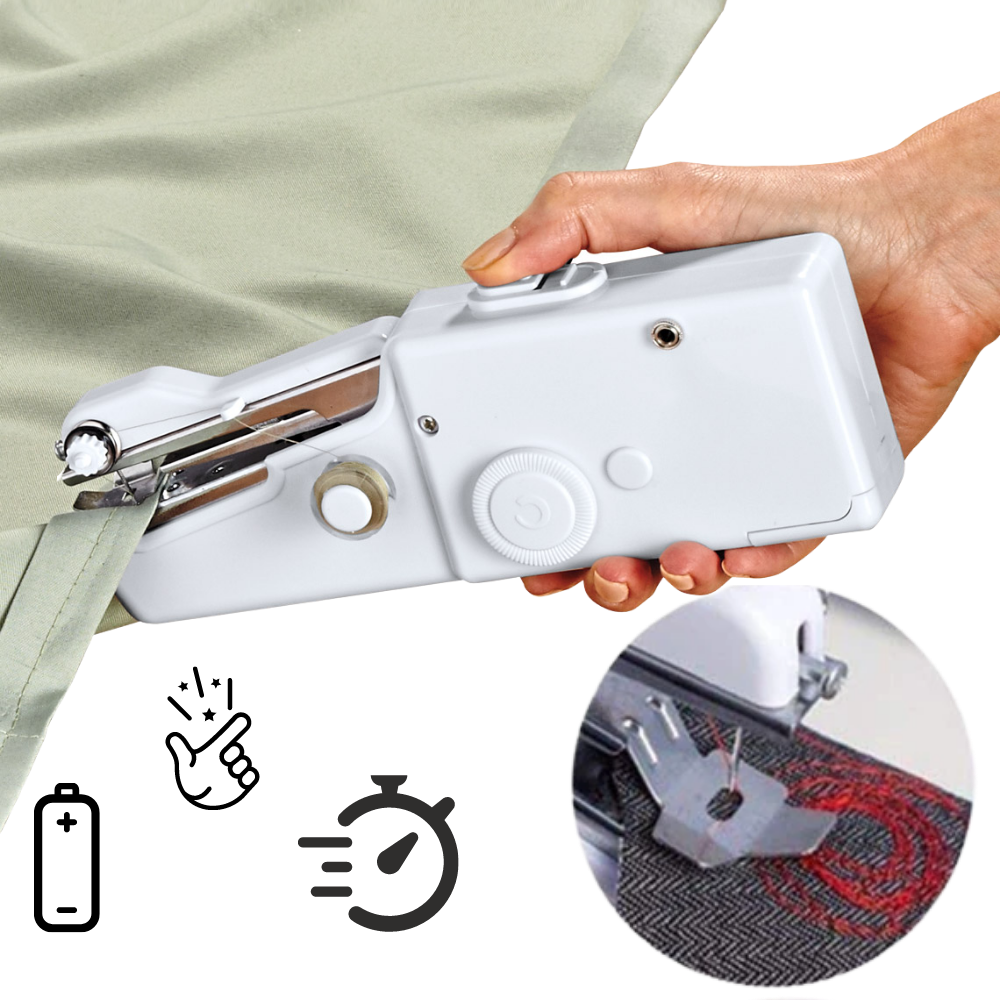 Portable Belro sewing machine with sewing kit for men's clothing, compact and lightweight for easy sewing on the go.