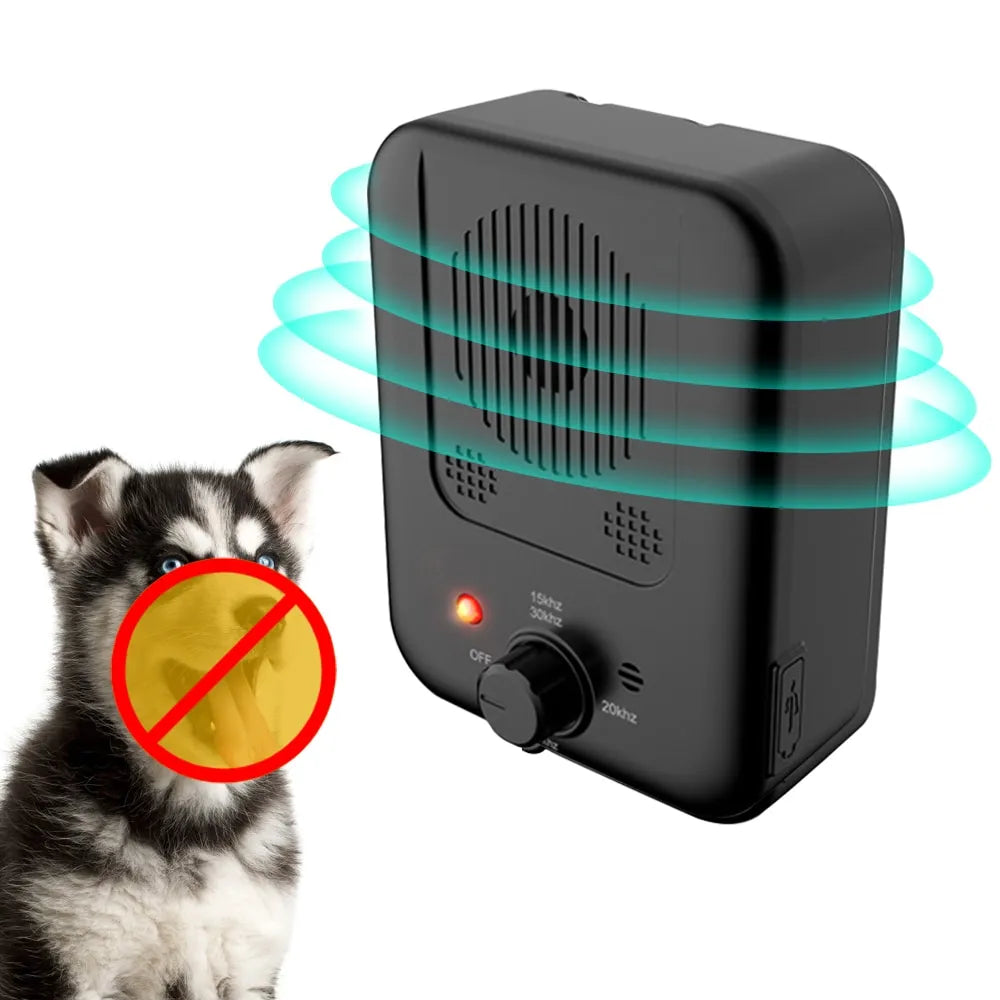 Belro portable ultrasonic barking deterrent for dogs, compact pet device with a sleek design, used to reduce excessive barking.
