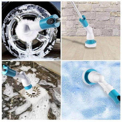 Belro cordless electric spin scrubber with extendable handle, ideal for bathroom cleaning and outdoor home cleaning tasks.