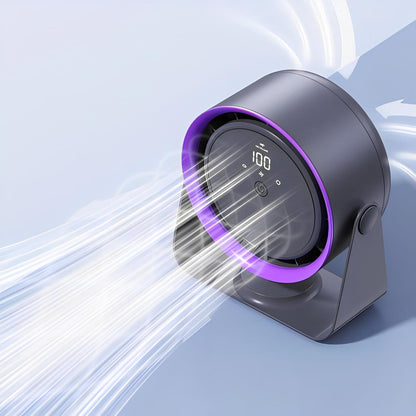 Belro portable bladeless fan for outdoor use, compact and sleek design suitable for home and garden spaces.