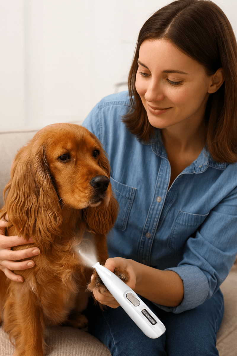 Belro ultra quiet pet trimmer accessory, designed for sensitive pet grooming, with a compact and ergonomic hair accessory attachment.