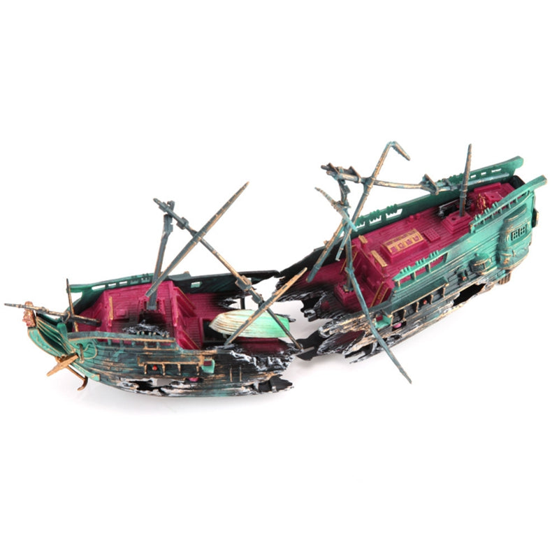 Large shipwreck aquarium decoration by Belro, detailed reef-themed ornament for fish tanks and freshwater or saltwater aquariums.