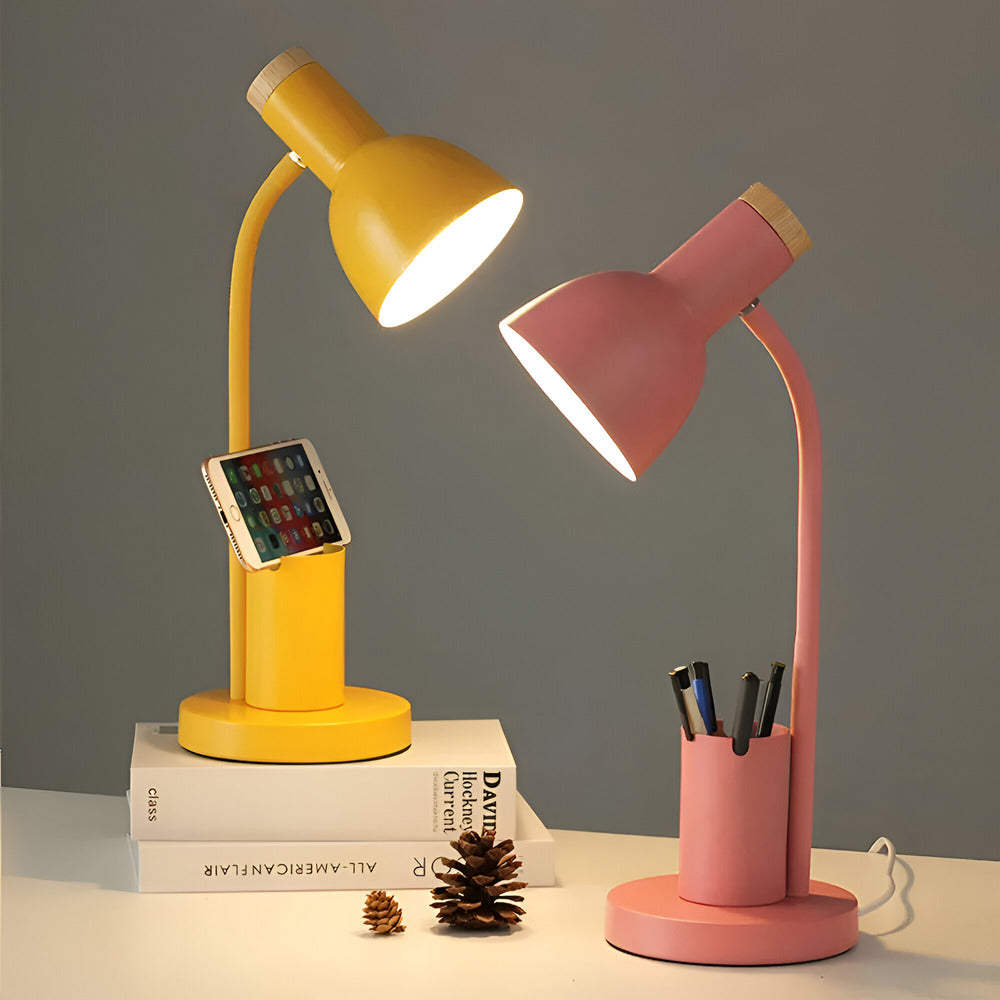Modern Nordic LED table lamp with built-in pen holder by Belro, stylish desk lighting for home or office.