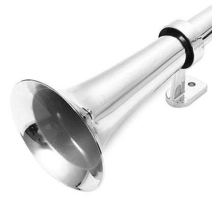 Belro 50 Db train horn with air compressor, electronic audio device for loud train horn sound, shown with compressor in the image.
