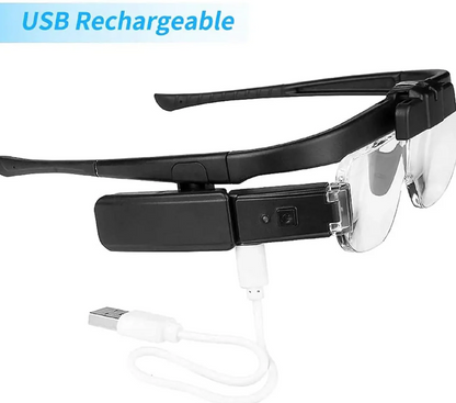 Belro head-mounted magnifying glass with USB charging, wearable LED flashlight for detailed inspection and hands-free lighting.