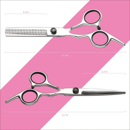 Belro cutting and thinning scissors with sharp blades and ergonomic handles for professional hair styling and thinning.