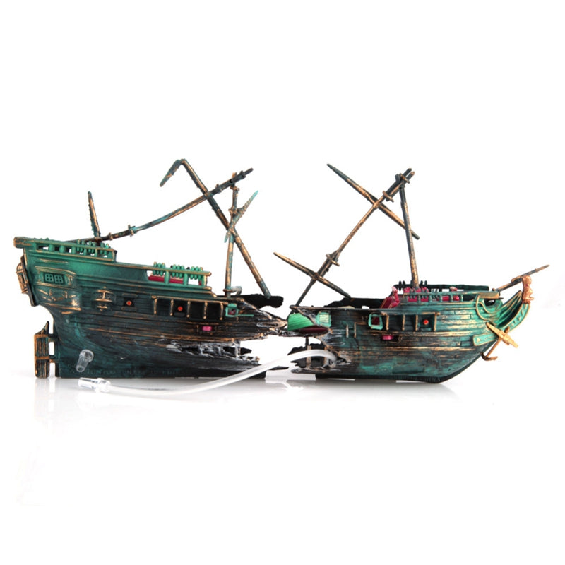 Belro large shipwreck aquarium decoration for fish tanks, realistic coral reef design, perfect for freshwater or saltwater aquariums.