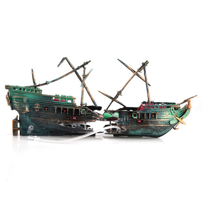 Belro large shipwreck aquarium decoration for fish tanks, realistic coral reef design, perfect for freshwater or saltwater aquariums.