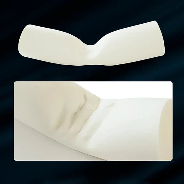 Belro memory foam neck roll pillow for neck support, shown in a close-up image highlighting its soft, contoured design.