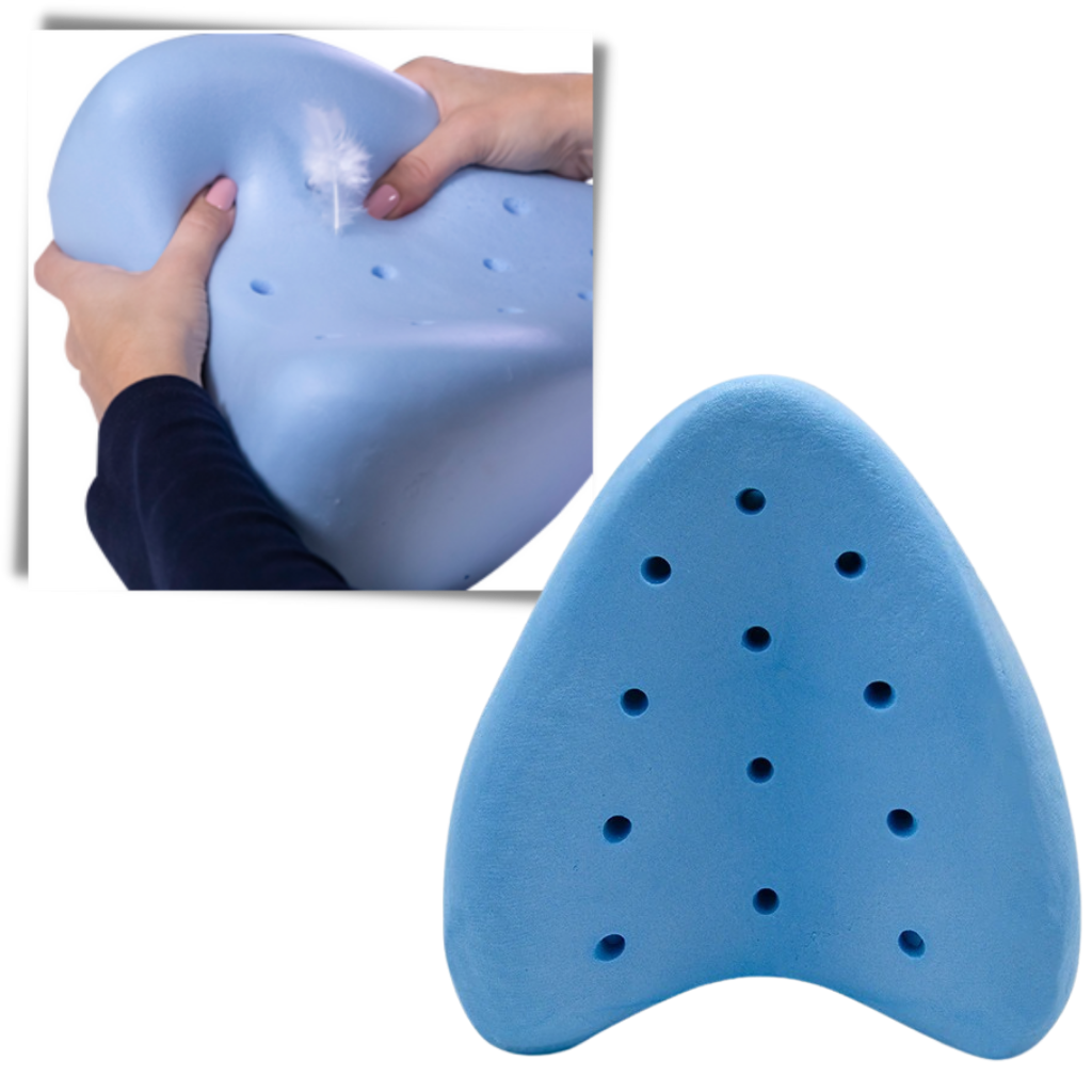 Belro orthopedic knee and leg cushion with memory foam for support, shown in a health and beauty support product image.