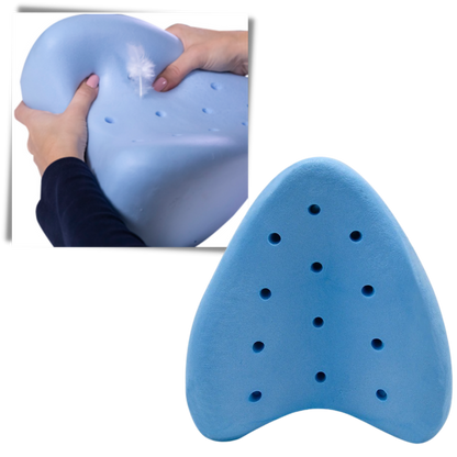 Belro orthopedic knee and leg cushion with memory foam for support, shown in a health and beauty support product image.