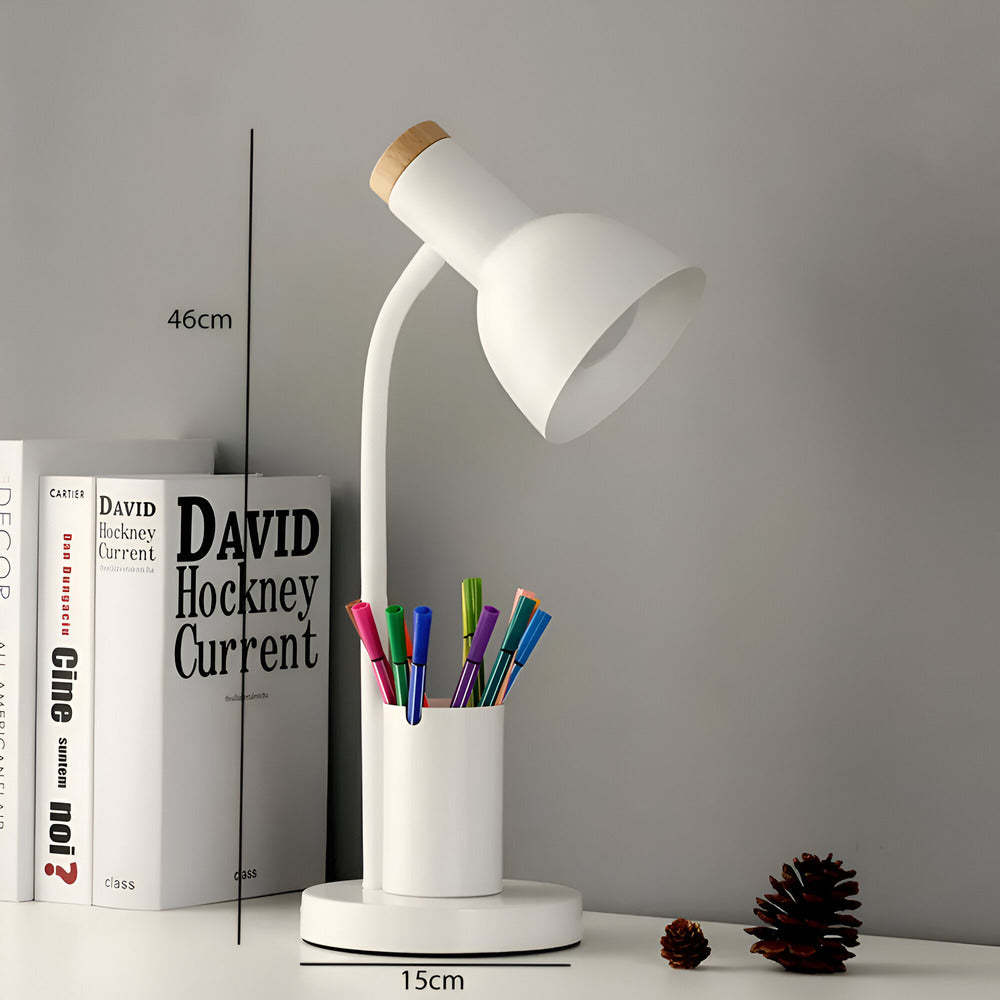 Belro Modern Nordic LED desk lamp with built-in pen holder, stylish lighting for home or office workspace.