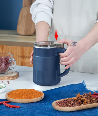 Belro home flour mill with stainless steel body and grinding mechanism, designed for efficient kitchen baking and fresh flour.