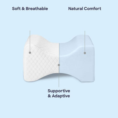 Belro memory foam leg pillow designed for comfort and support, shown in a neutral color with ergonomic shape for health and beauty.
