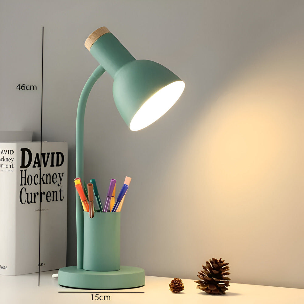 Modern Nordic LED desk lamp with built-in pen holder by Belro, stylish lighting for home or office workspace.