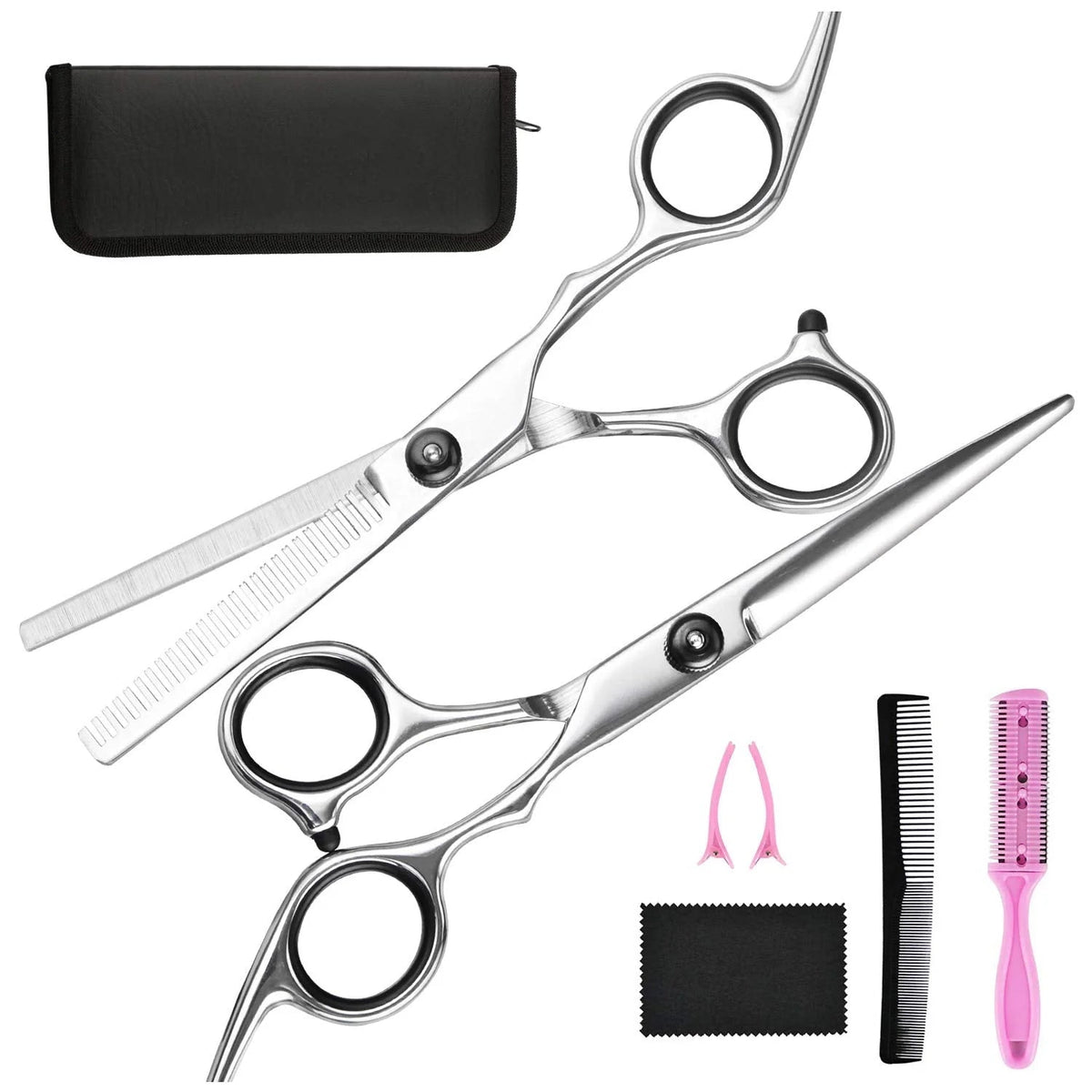 Belro cutting and thinning scissors for hair, showcasing sharp blades and ergonomic handles, designed for professional hair styling.