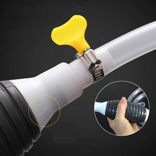 Belro liquid transfer pump with hose for suction, durable tools and hardware for efficient fluid transfer and dispensing.