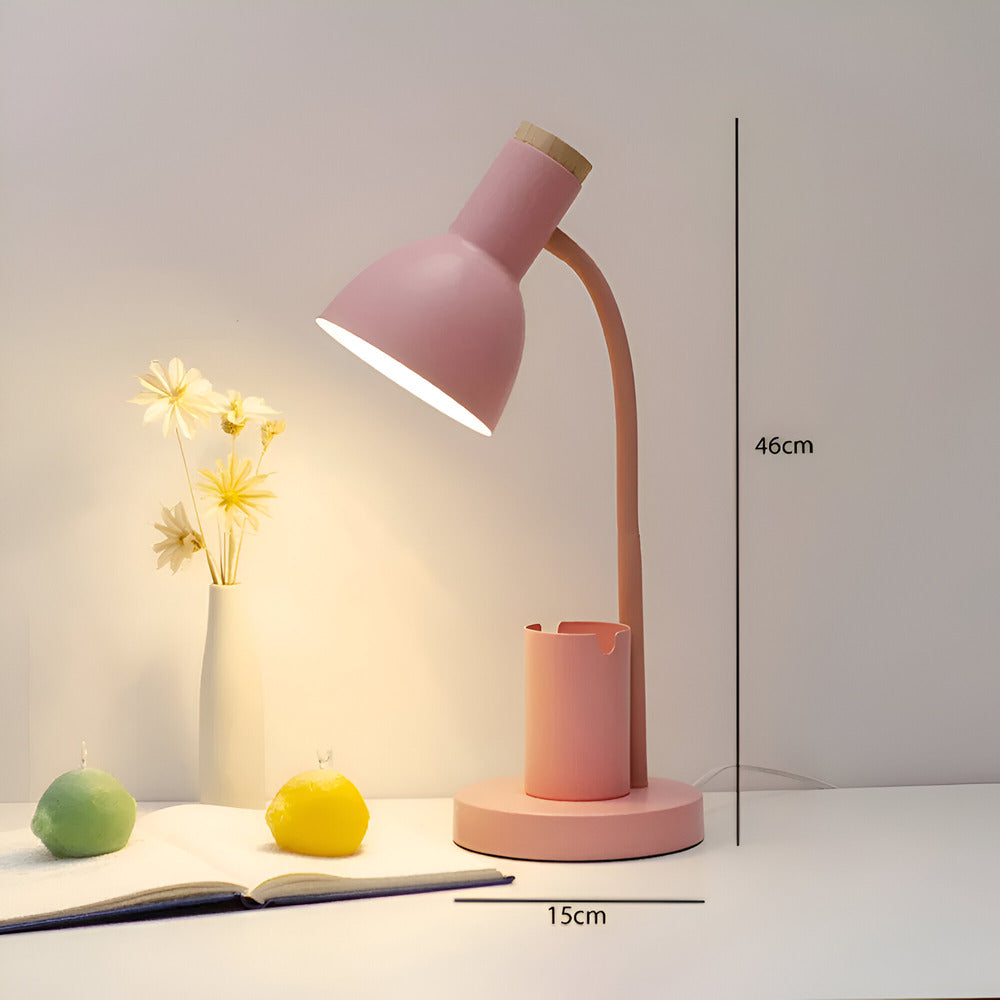 Modern Nordic LED desk lamp with integrated stylish pen holder, Belro electronic lighting fixture for workspace illumination.