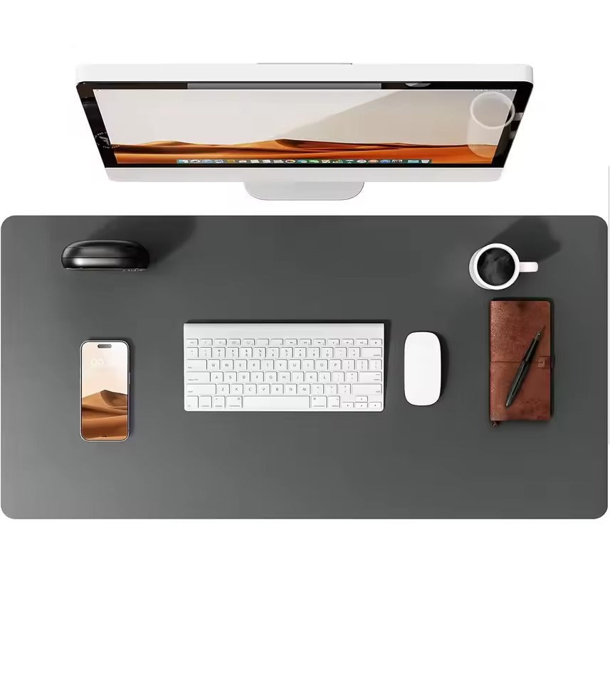 Dark gray leather desk mat by Belro, perfect for home office desks, providing a stylish and protective surface for workspaces.