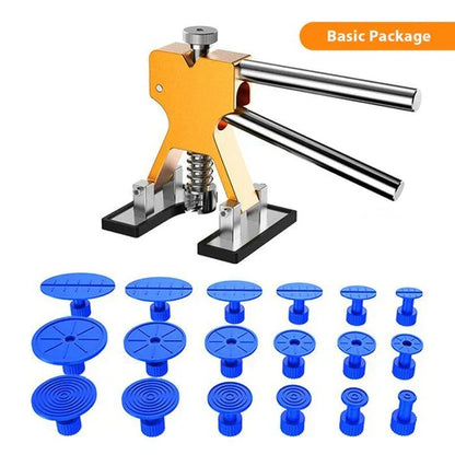 Belro car dent repair puller tool for paintless dent removal, shown with its hardware and repair kit components.