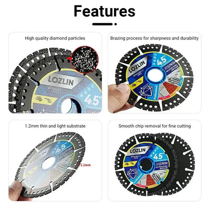 Mivoza Deutschland Diamond Saw Blade 115mm pair for tiles, concrete, steel, and PVC cutting in home and construction projects.