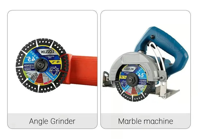 Two Mivoza Deutschland diamond saw blades, 115mm, for cutting tiles, concrete, steel, and PVC in home and construction projects.