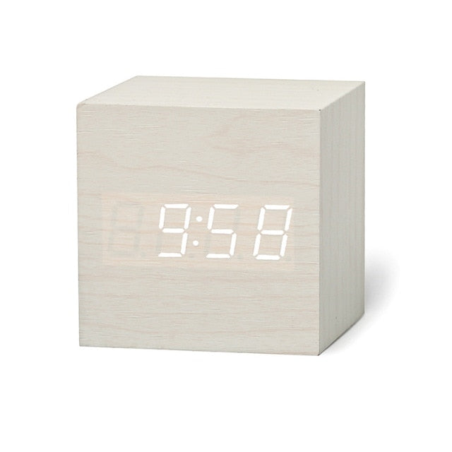 Mivoza digital LED alarm clock with temperature display and snooze function, sleek design suitable for bedroom decor.