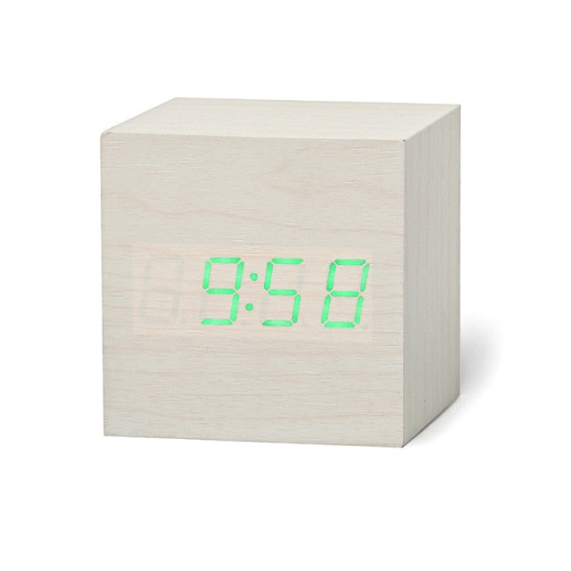Mivoza digital LED alarm clock with temperature display and snooze function, featuring an elegant design suitable for bedrooms.