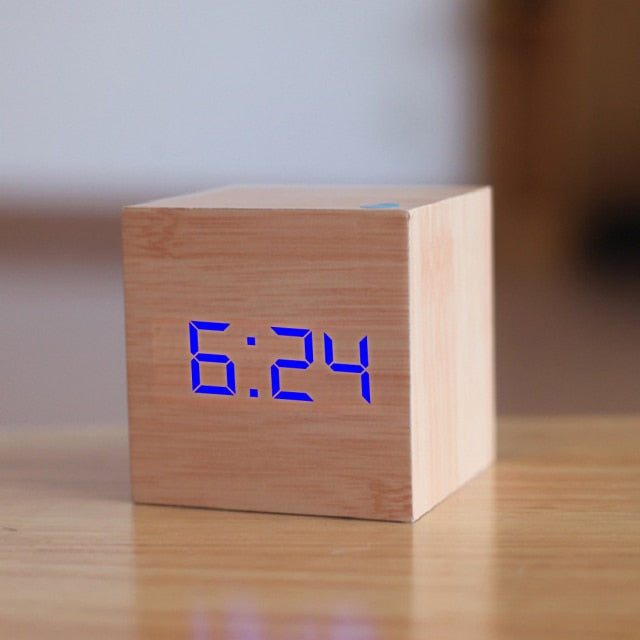 Mivoza digital LED alarm clock with temperature display, snooze function, sleek design for bedroom use, illuminated clock face