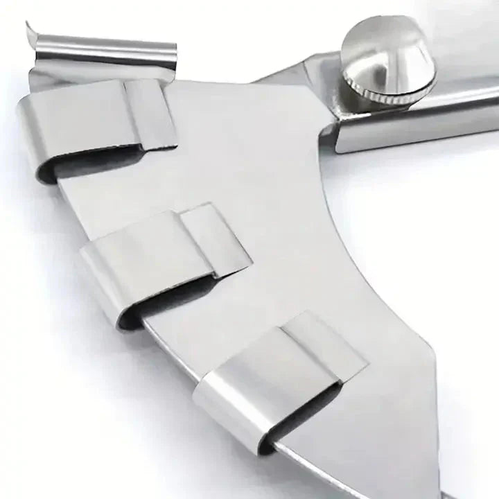 Mivoza Double Fold Binder Tape Folder for industrial sewing machines, showing the guide edge and precise stitching alignment.