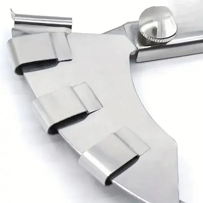 Mivoza Double Fold Binder Tape Folder for industrial sewing machines, showing the guide edge and precise stitching alignment.