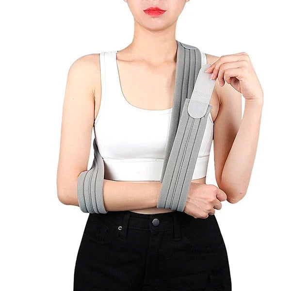 Belro adjustable arm sling with padded straps, designed as a comfortable accessory for arm support and immobilization.