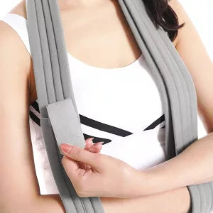 Belro adjustable arm sling with padded straps and easy fastening, designed to support and stabilize the arm comfortably.